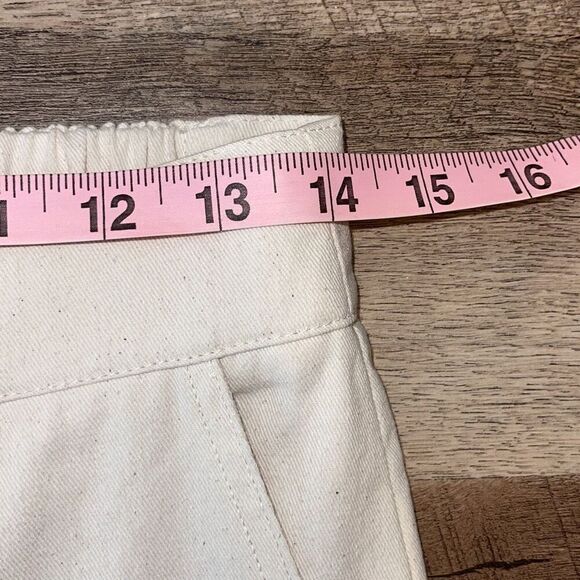 Papermoon Womens High Rise Elastic Waist Wide Leg Cargo Pants Cream Beige Small - Picture 7 of 9